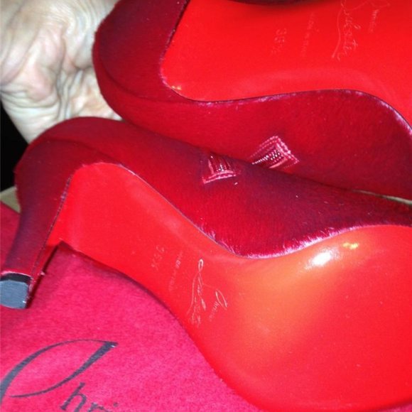 Christian Louboutin MARYCHAL Red Pony Hair Ankle Booties Boots Heels - Picture 12 of 12